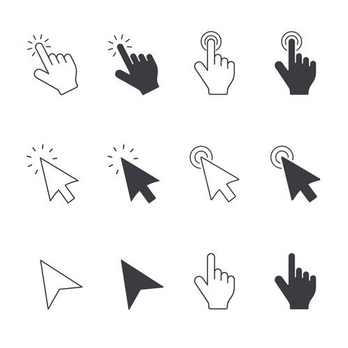 Cursors Icons Click Set. Vector Isolated Symbols. | Jiffy Designs