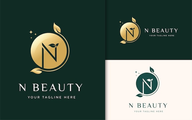 Elegant Floral N Monogram Logo with Sparkling Accents | Jiffy Designs