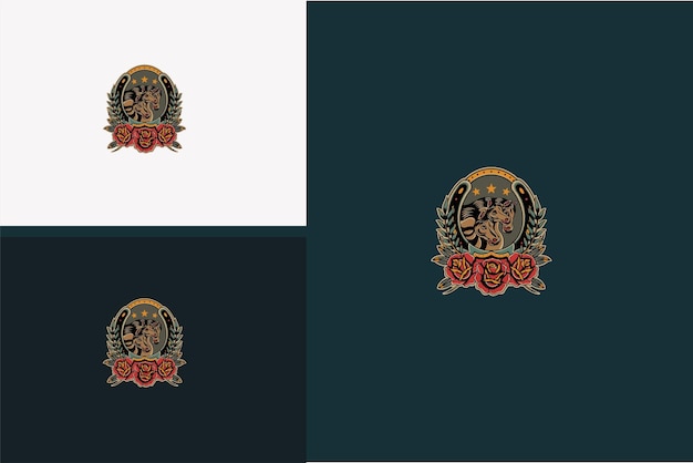 Vintage Floral Emblem Collection with Ornate Crest and Roses | Jiffy ...