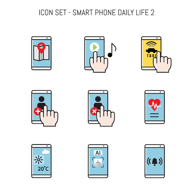 Vibrant Icons Depicting the Routines of Smartphone Users | Jiffy Designs