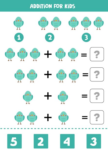 Cute Birds Addition Worksheet for Kids Learning Math | Jiffy Designs