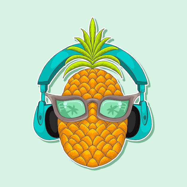 Funky Pineapple with Headphones and Sunglasses | Jiffy Designs