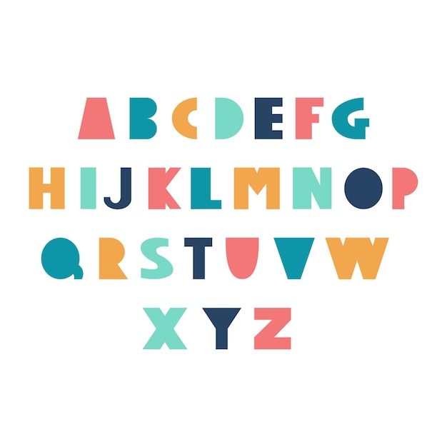 Vibrant Retro Alphabet with Playful Shapes and Colors | Jiffy Designs