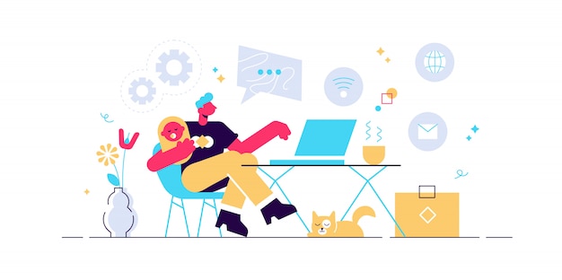 Vibrant Illustration of a Multitasking Remote Worker | Jiffy Designs
