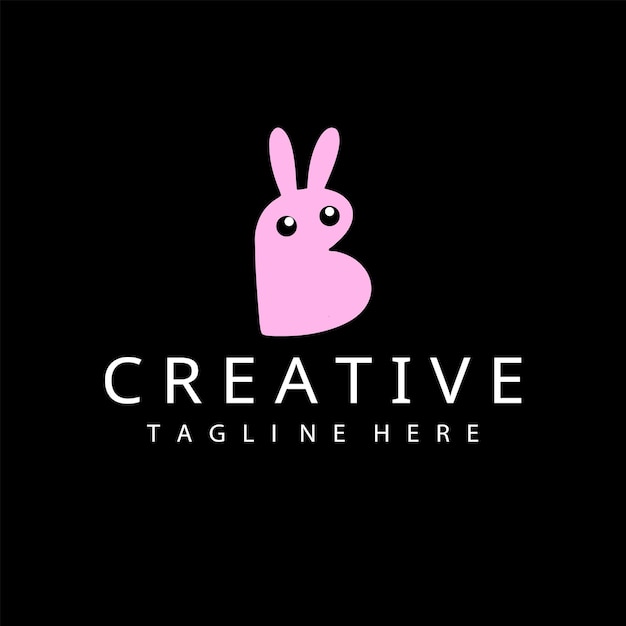 Playful Pink Bunny Logo on Sleek Black Background | Jiffy Designs