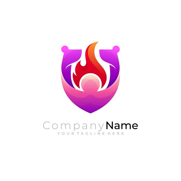 Vibrant Flame Emblem with Playful Gradient Elements | Jiffy Designs