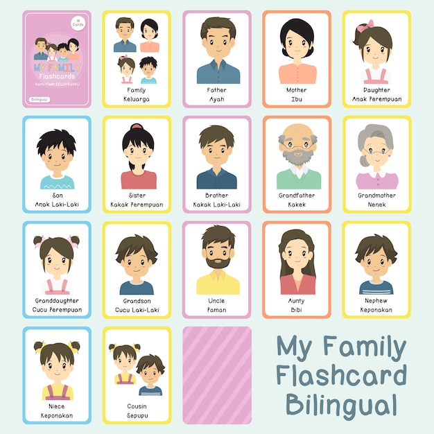My Diverse Family Flashcard Collection: Bilingual Portraits | Jiffy Designs