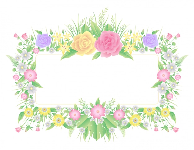 Vibrant Floral Frame with Roses and Wildflowers | Jiffy Designs