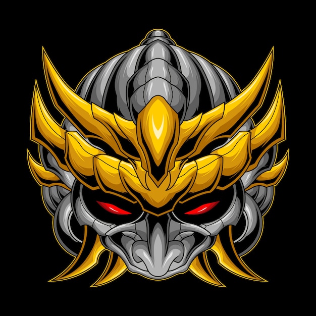 Striking Metallic Warrior Mask with Fierce Golden Accents | Jiffy Designs