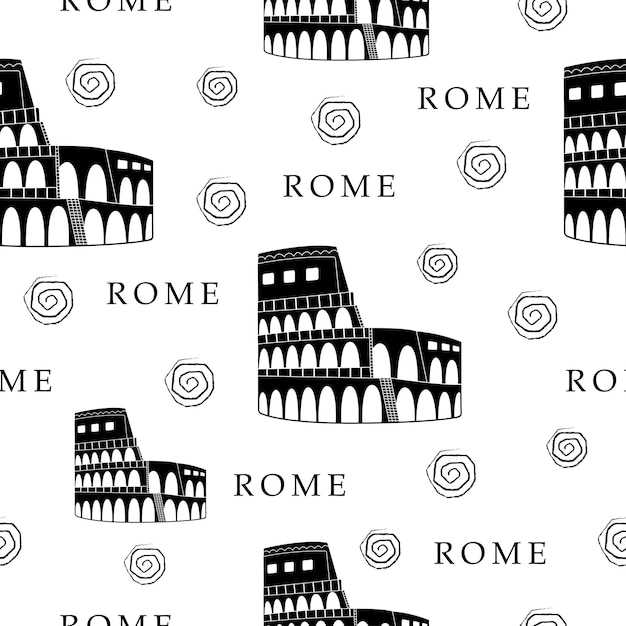 Iconic Roman Landmarks in Striking Monochrome Pattern | Jiffy Designs