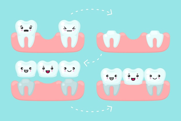 Adorable Cartoon Teeth with Cheerful Expressions on Gums | Jiffy Designs
