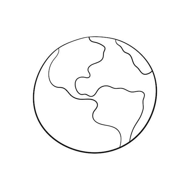 Minimalist Outline of Planet Earth in Monochrome | Jiffy Designs