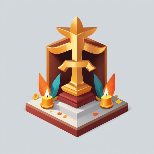 Radiant Golden Star Emblem on Ornate Pedestal | Jiffy Designs