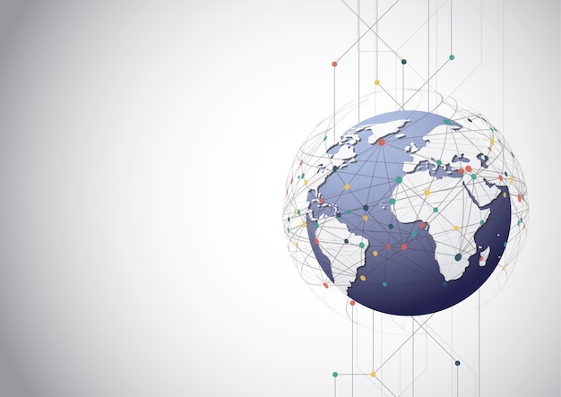 Futuristic Global Network Connection Concept with Stylized Earth Map ...