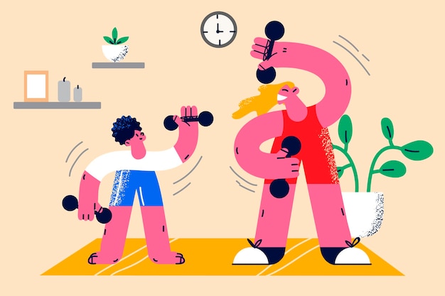 Vibrant Figures Engaging in Dynamic Exercise Routine | Jiffy Designs