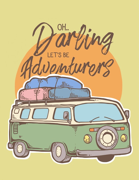 Retro Adventurous Van Illustration with Inspiring Lettering | Jiffy Designs