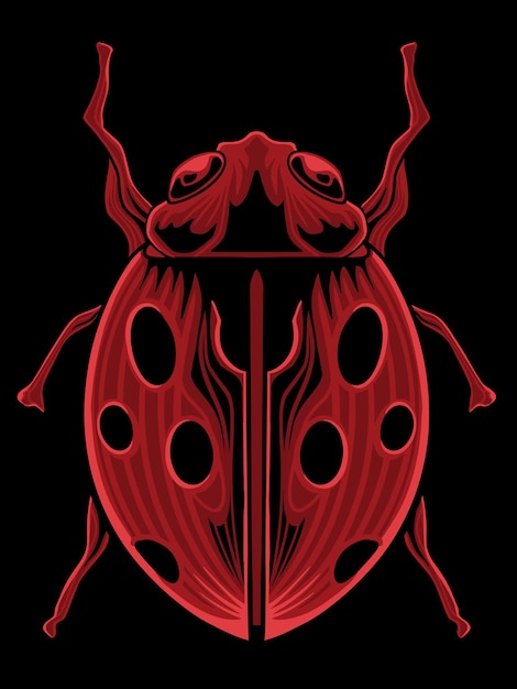 Stylized Red Ladybug Silhouette with Intricate Wing Details | Jiffy Designs
