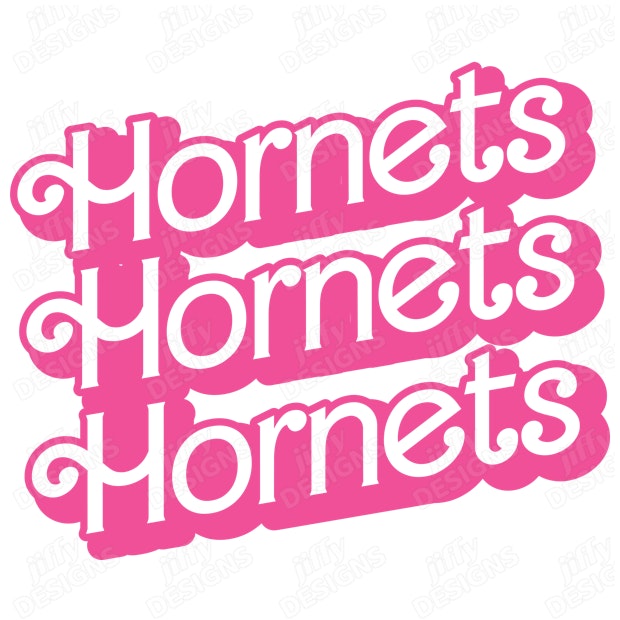 'Hornets' Bold Pink Typography with Retro-Inspired Curved Lettering ...