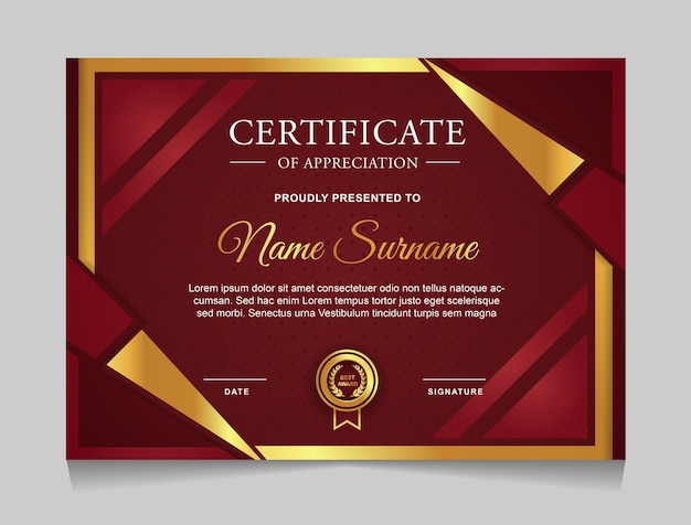 Elegant Certificate of Appreciation with Regal Red and Golden Accents ...