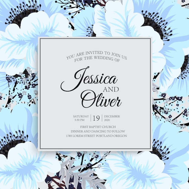 Elegant Floral Wedding Invitation with Couple's Names | Jiffy Designs