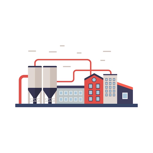 Iconic Industrial Factory Building with Smokestacks | Jiffy Designs