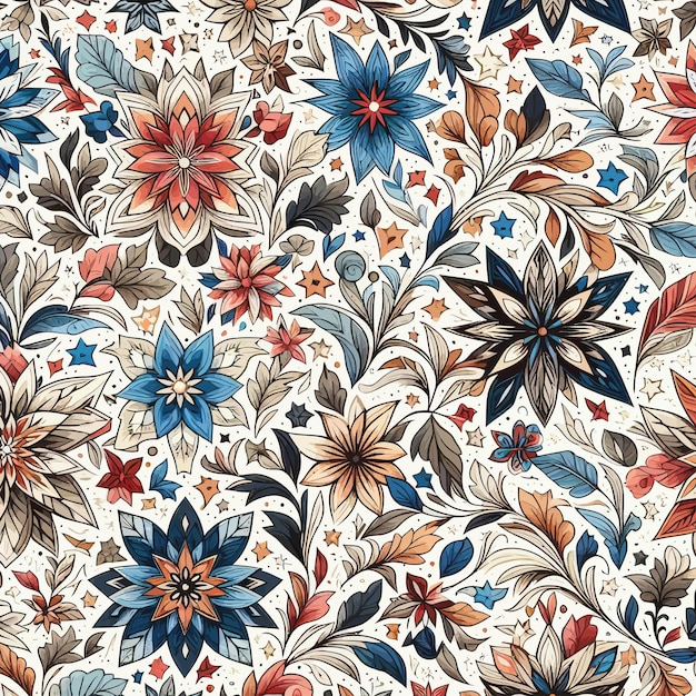 Vibrant Floral Tapestry with Intricate Botanical Designs | Jiffy Designs