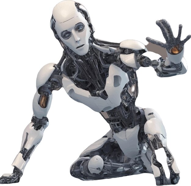 Futuristic android figure in dynamic action pose | Jiffy Designs