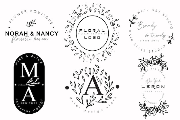 Elegant Floral Monograms and Ornate Logos in Charcoal Tones | Jiffy Designs