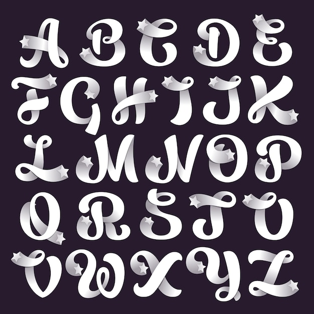 Whimsical Handwritten Alphabet on Dark Background | Jiffy Designs