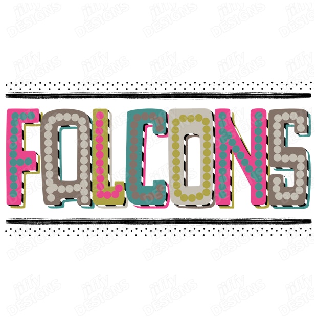 'Falcons' Vibrant Retro Typography with Polka Dot Accents and Borders ...