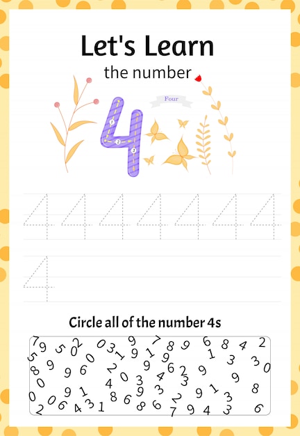 Engaging Educational Template Teaches the Number 4 | Jiffy Designs