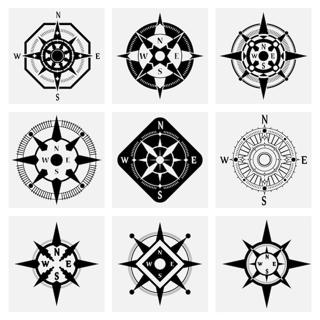 Diverse Collection of Geometric Compass Symbols and Patterns | Jiffy ...