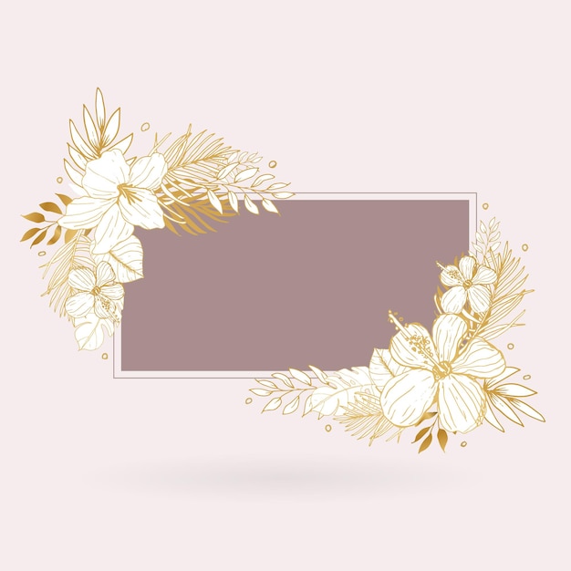 Elegant Floral Frame with Beige Blooms and Brown Rectangle | Jiffy Designs