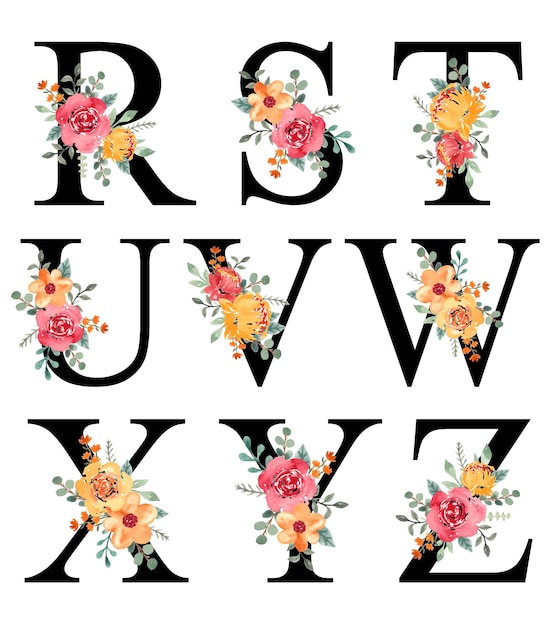 Elegant Floral Alphabet with Vibrant Blooms | Jiffy Designs