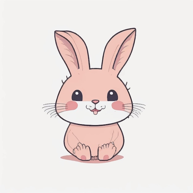 Adorable Cartoon Rabbit with Expressive Eyes and Fluffy Ears | Jiffy ...