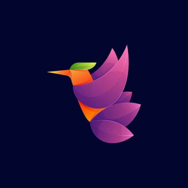 Vibrant Hummingbird in Gradient Plumage against Midnight Sky | Jiffy ...