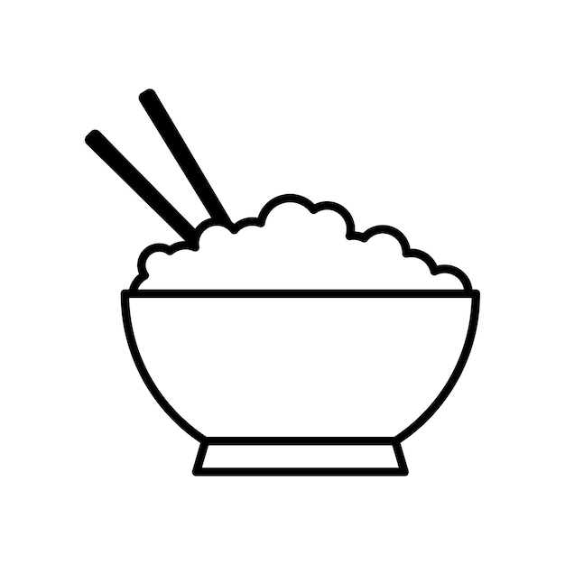 Simple Outline Illustration of a Bowl of Steaming Rice | Jiffy Designs