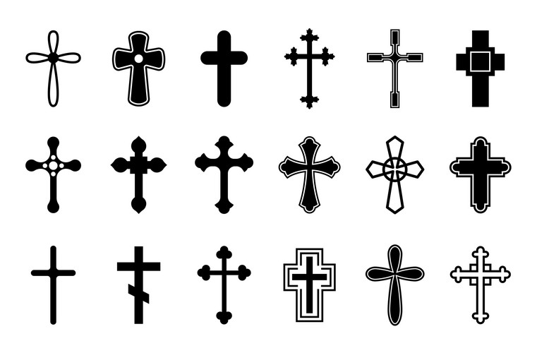 Christian Crosses. Cross Icons, Orthodox Catholic Religious Symbols ...