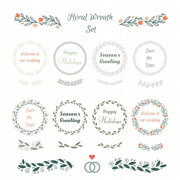 Elegant Floral Wreaths and Decorative Laurel Borders Collection | Jiffy ...