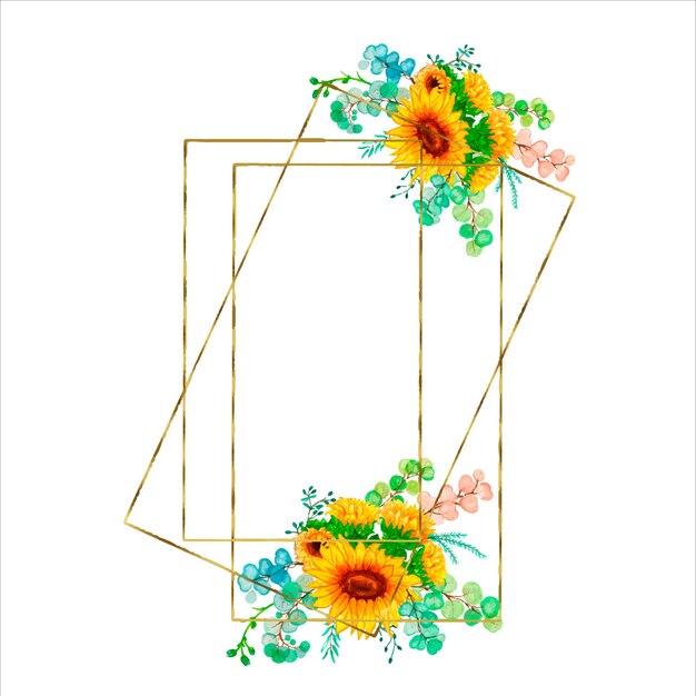 Vibrant Floral Frame with Sunflowers and Greenery | Jiffy Designs