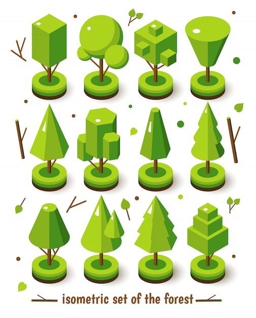 Diverse Isometric Forest Elements Collection | Jiffy Designs