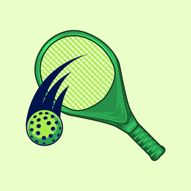 Vibrant Green Tennis Racket with Spotted Ball | Jiffy Designs