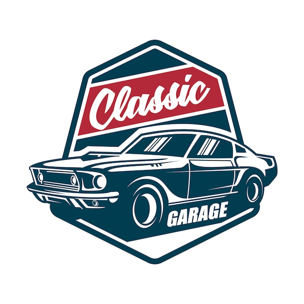 Vintage Garage Logo with Classic Car Illustration | Jiffy Designs