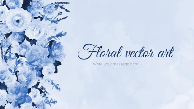 Elegant Blue Floral Arrangement with Calligraphic Text Overlay | Jiffy ...