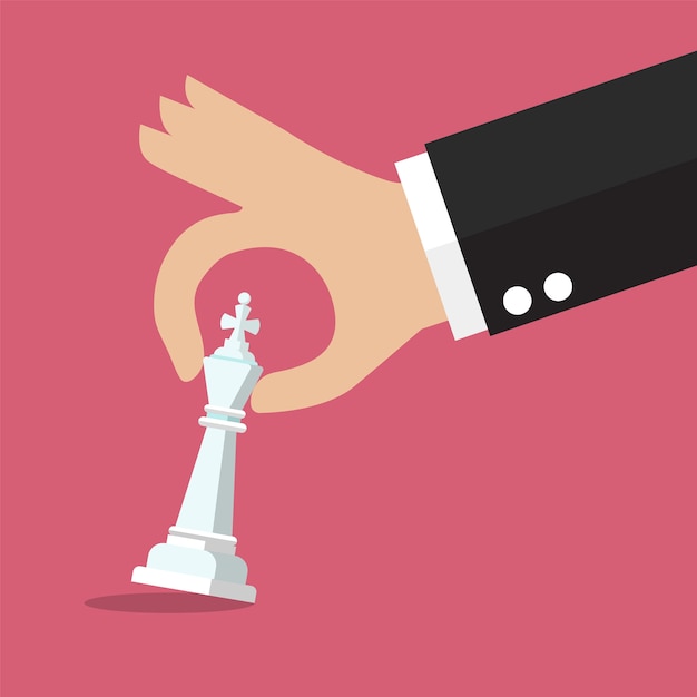 Powerful Hand Manipulating Chess Piece on Red Background | Jiffy Designs