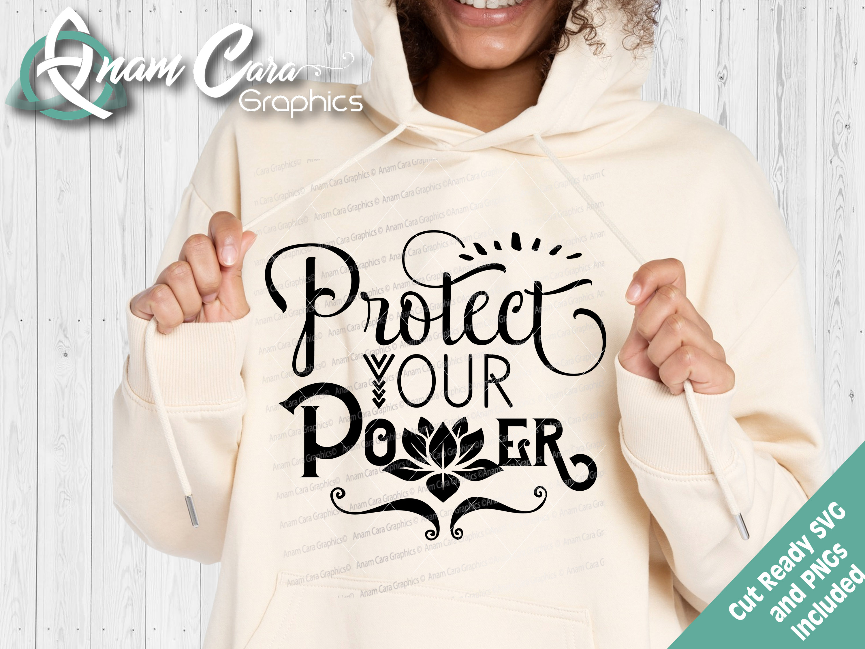 'Protect Your Power' Elegant Calligraphic Design with Lotus Motif ...