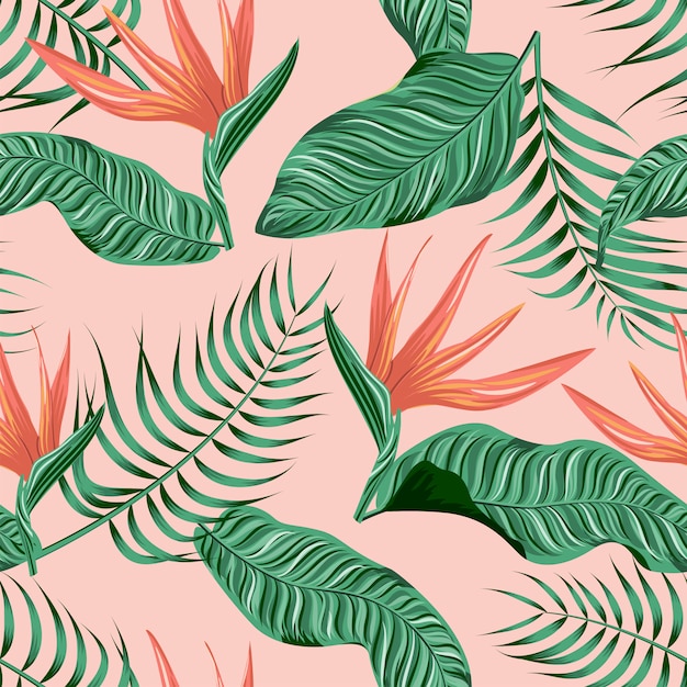Vibrant Tropical Leaves Pattern on Pastel Background | Jiffy Designs