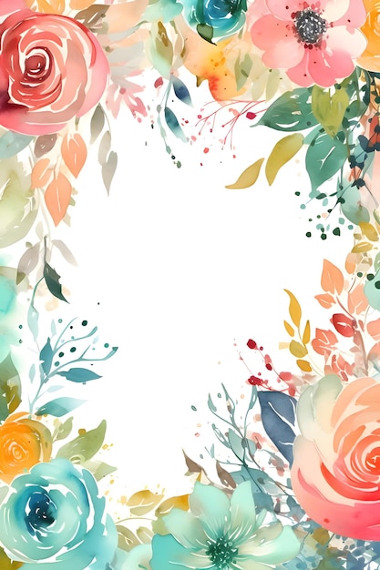 Vibrant Floral Watercolor Wreath with Roses and Wildflowers | Jiffy Designs