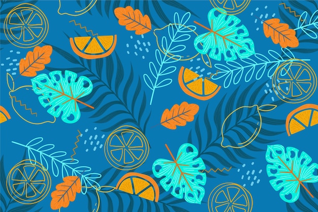 Vibrant Tropical Foliage and Citrus Slices Pattern | Jiffy Designs