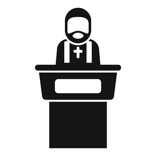 Priest Speaking From Tribune Icon, Christian Church Ceremony | Jiffy ...